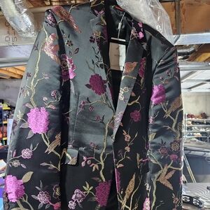 Moschino Black Blazer with Purple Floral Design